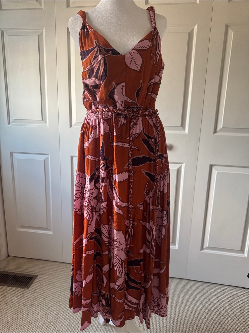 Bila Rust and Pink Floral Maxi Dress